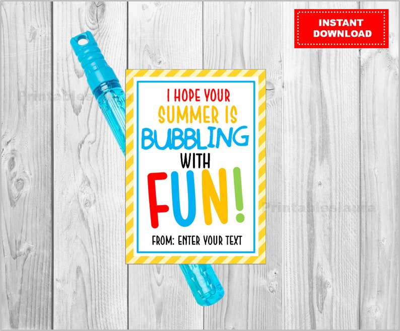 Summer Break, End of School Year Classmate Gift Tags, Editable, INSTANT DOWNLOAD image 1