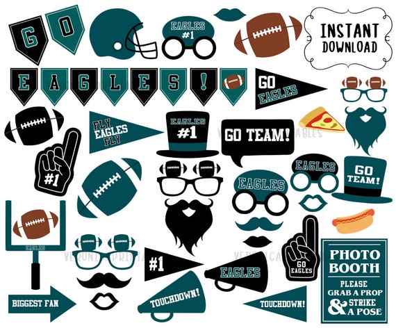 Eagles Football Photo Booth Props And Party Decorations Etsy