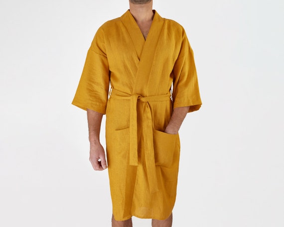 mens linen dressing gown
