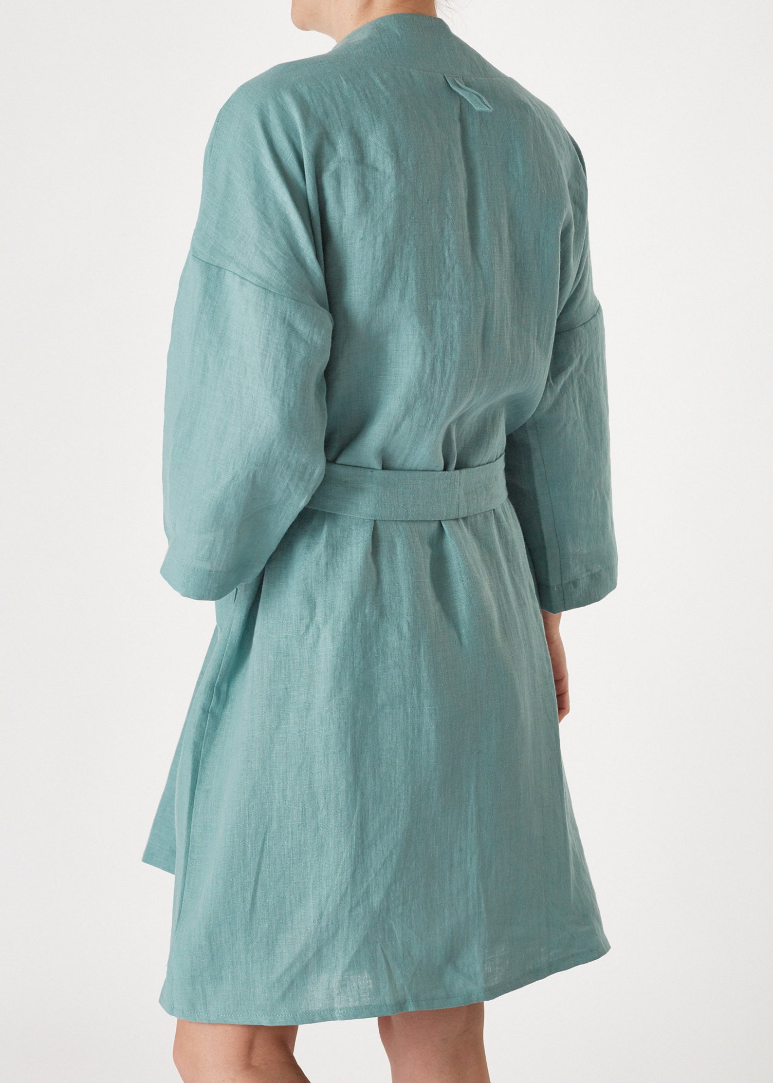 Green linen robe Eco friendly dressing gown Kimono robe Etsy