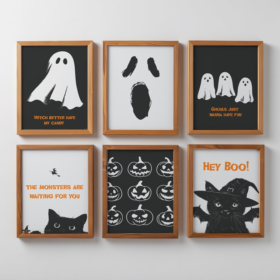 Halloween Wall Art Prints Bundle – Set of 6 Digital Downloads | Spooky ...