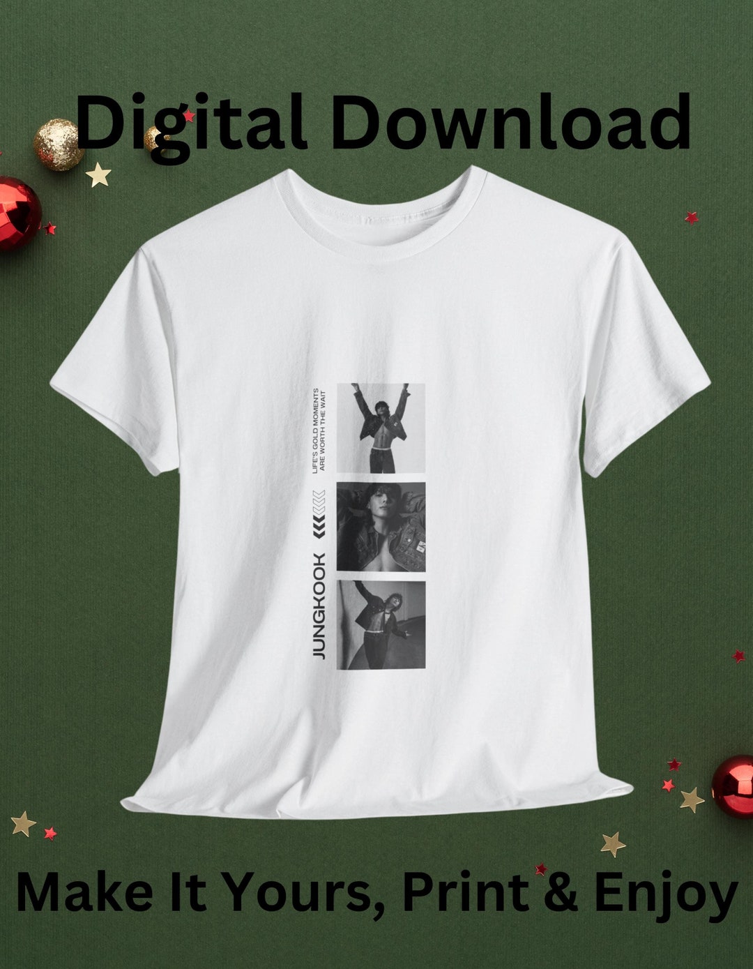 Jungkook(jk) T-shirt Design, BTS,PNG, Digital Print, K-pop