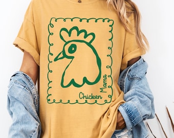 Chicken Mama T-Shirt, Retro Farmhouse Style, Comfort Colors Tee