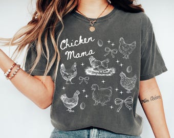 Comfort Colors Chicken Mama T-Shirt, Cottagecore Chicken Lover Tee