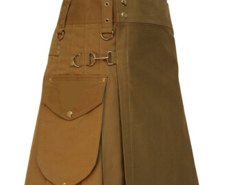 Khaki Cargo Kilt Custom Made