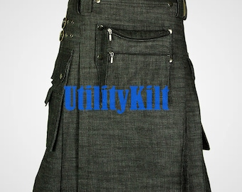 Deluxe Denim Utility Kilt Custom Made Size Length