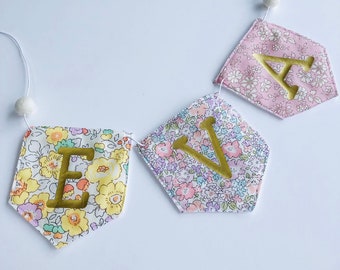 Mini Liberty name bunting. Liberty garland. Name garland.