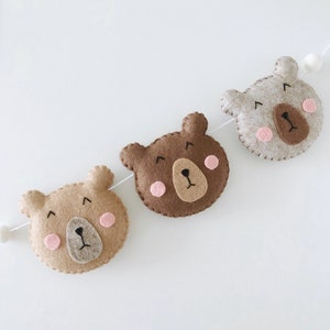 Felt Bear Garland: Woodland Nursery Decoration, Bear Theme Decor