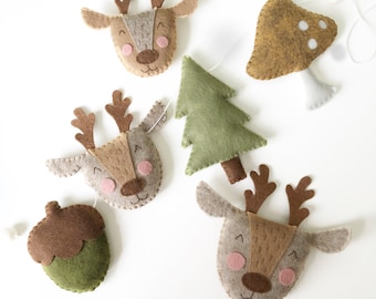 Deer Woodland Garland: Felt Nursery Decor