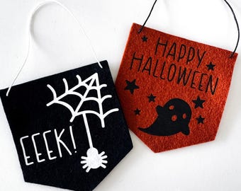 Halloween Pennant Banner: Spooky. Happy Halloween.