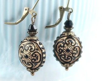 vintage Ohrringe hängend, orientalische Ohrringe, Ohrringe schwarz, kleine Geschenke für Frauen, orientalische Ohrhänger, Hängeohrringe