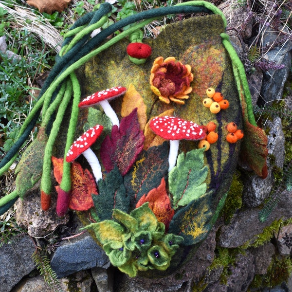 Sac en laine feutrée  Sac champignons Amanites Sac Automne