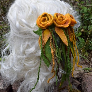 Hair clip with felted wool flowers Hair clip with roses Hair clip Hair accessory Hair clip Flowers wool