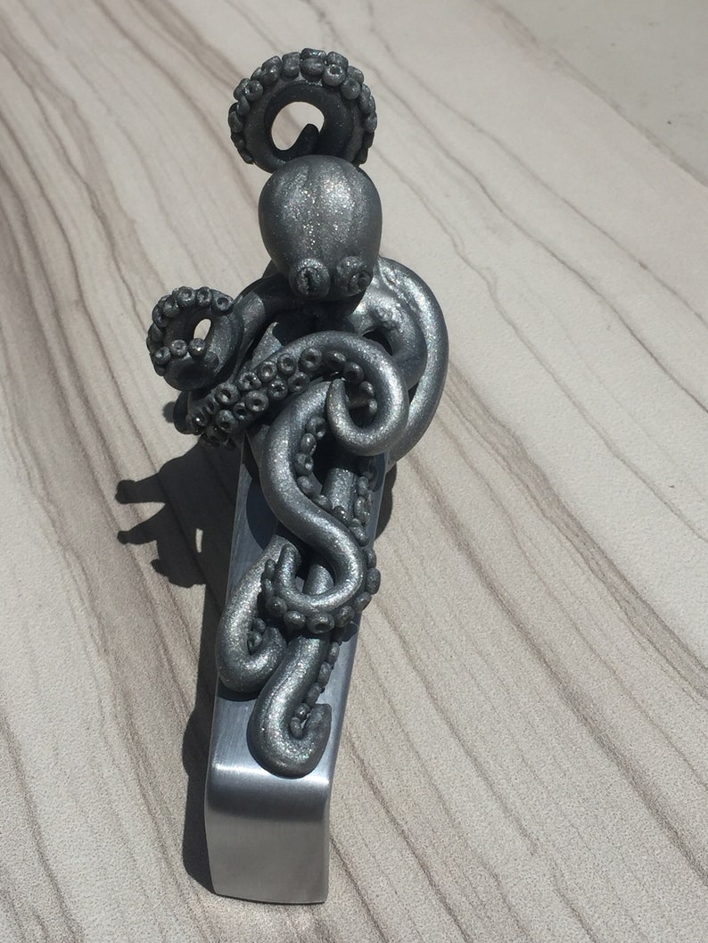 Octopus Nautical Interior Door Handle Original Art Etsy