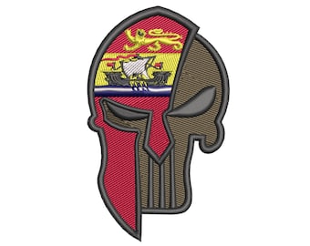 Embroidered Punisher Patch with New Brunswick Flag by CPGear | With either Hook fastener backing OR Iron-On backing