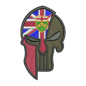 Parche de Punisher bordado con la bandera de Ontario de CPGear / Con respaldo de cierre de gancho o respaldo termoadhesivo