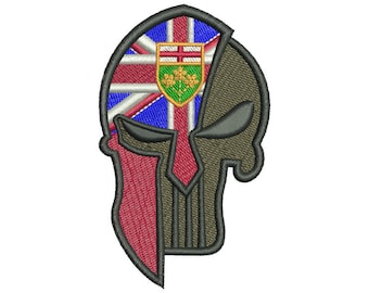 Embroidered Punisher Patch with Ontario Flag by CPGear | With either Hook fastener backing OR Iron-On backing