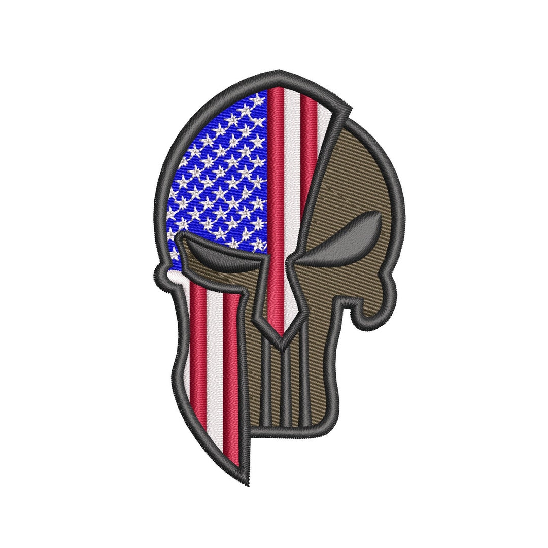 Punisher on flag of the USA Silver Embroidered Tactical Army patch