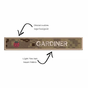 Nametape with a custom logo/insignia | 1 x 6", With Hook Fastener backing & Your Custom Text