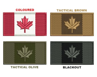 Canadian Flag Embroidered Patches | With either Hook fastener backing OR Iron-On backing