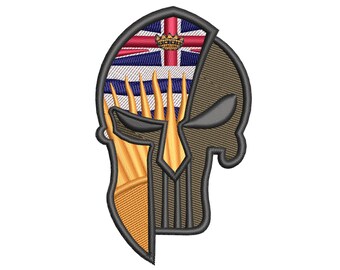 Embroidered Punisher Patch with British Columbia Flag by CPGear | With either Hook fastener backing OR Iron-On backing