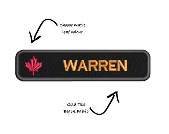 Maple Leaf Nametapes | 1 x 4.25", With Hook Fastener backing & Your Custom Text