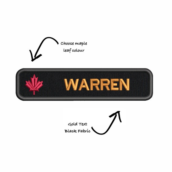 Maple Leaf Nametapes | 1 x 4.25", With Hook Fastener backing & Your Custom Text