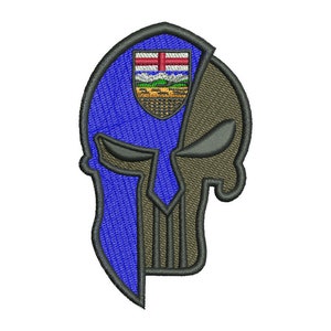 Parche de Punisher bordado con la bandera de Alberta de CPGear / Con respaldo de cierre de gancho o respaldo termoadhesivo