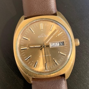 Men's Vintage Solar Automatic Gold Plated Watch