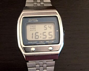 Raro reloj Seiko A039 5000 LCD para hombre de la década de 1970
