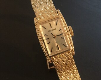 Vintage Ladies Seiko Watch With Gold Dial 11-3189 Nugget Band - Etsy