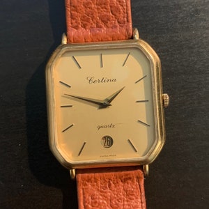 Men's Thin 1990's Gold Plate Certina Tank Watch