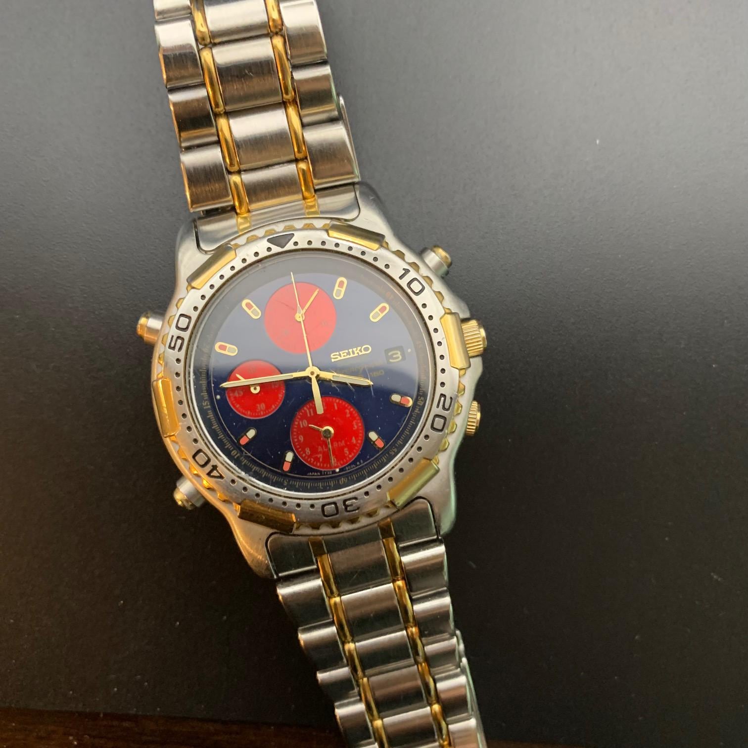 セイコ Vintage 1994 Seiko Sports 150 7T32-6B89 Chronograph Alarm Watch - Etsy
