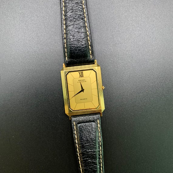 Men's Ultra Thin Seiko Lassale Gold Tone Tank Watch - Etsy
