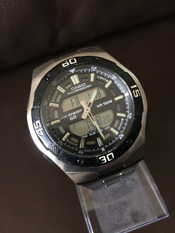 Casio AQ-164W Mens Stainless Steel Analog Digital Sports Watch | Etsy