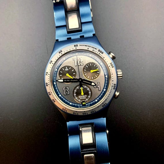 2004 Swatch Irony Chronograph Watch Blue Aluminum - Etsy