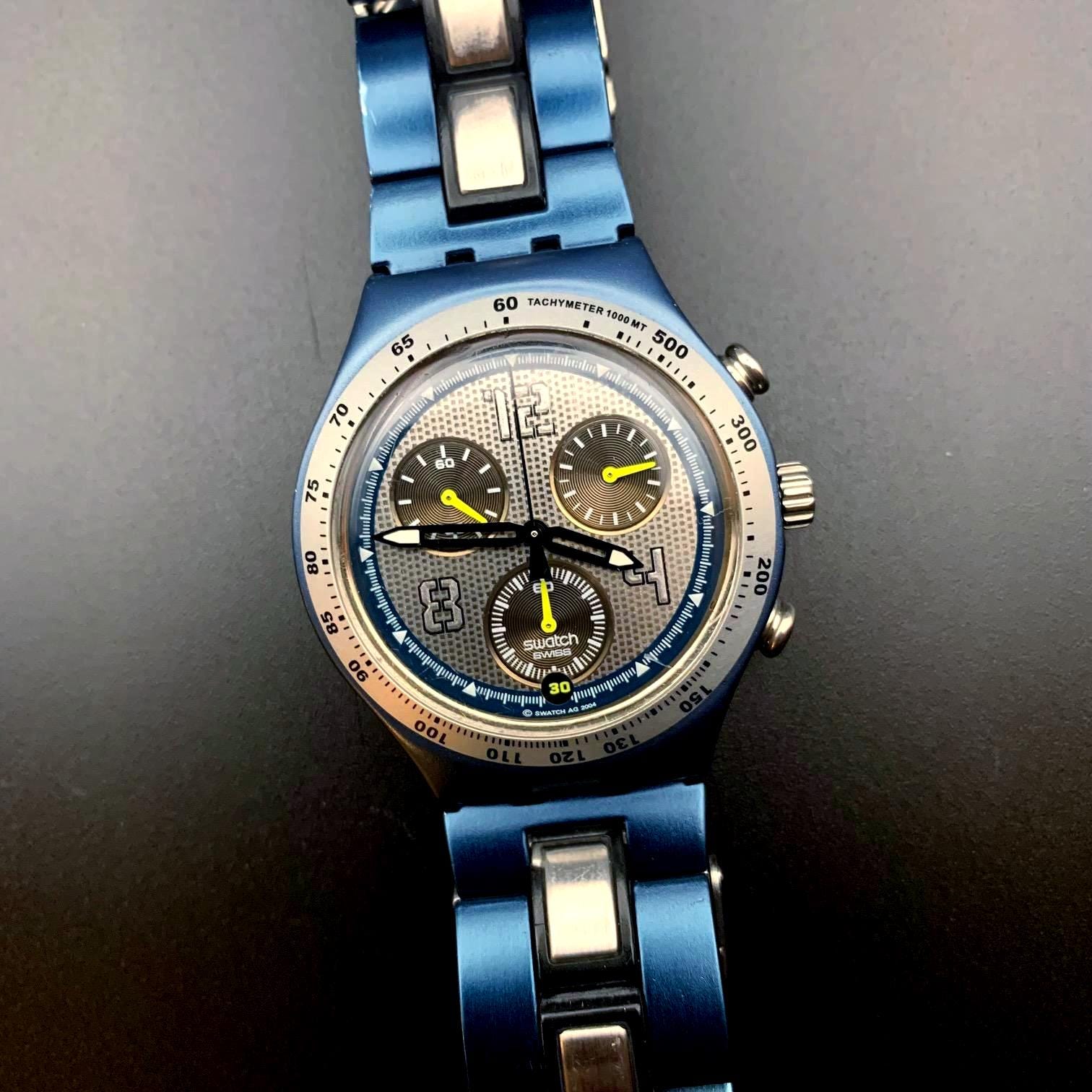 2004 Swatch Irony Chronograph Watch Blue Aluminum - Etsy