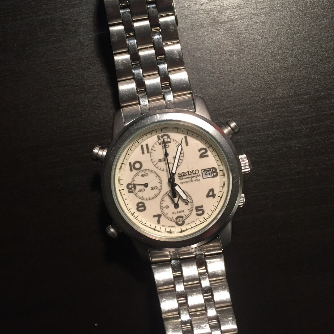 時計 SEIKO AUTOMATIC Vintage New Mens Seiko Quartz Chronograph 7T32-F010 A4