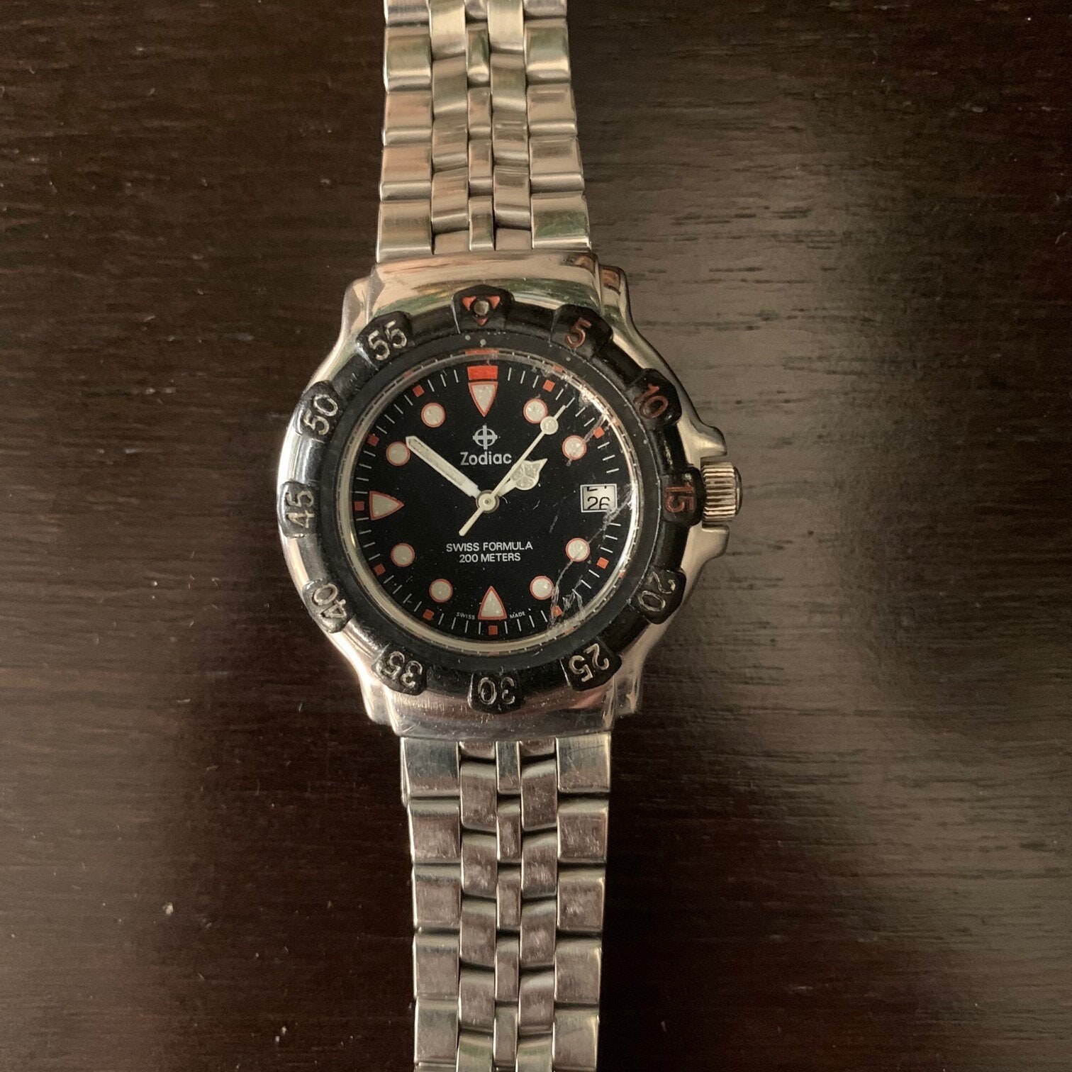 Zodiac Swiss Formula 200m Diver Mens Sport Quartz Watch