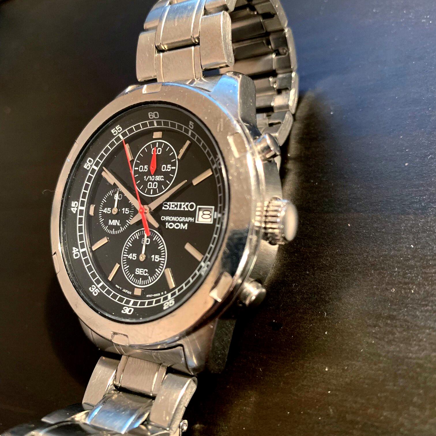Men's Seiko Chronograph 100m Stainless Steel Watch - Etsy