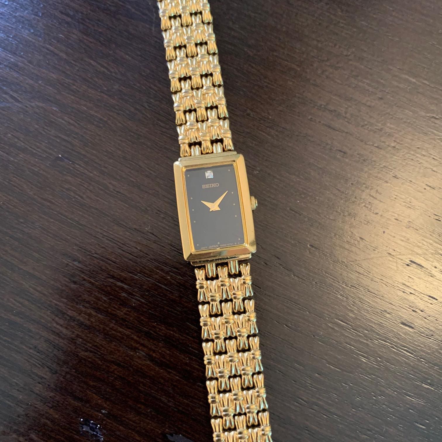 Ladies Seiko Gold Tone Diamond Tank Watch - Etsy