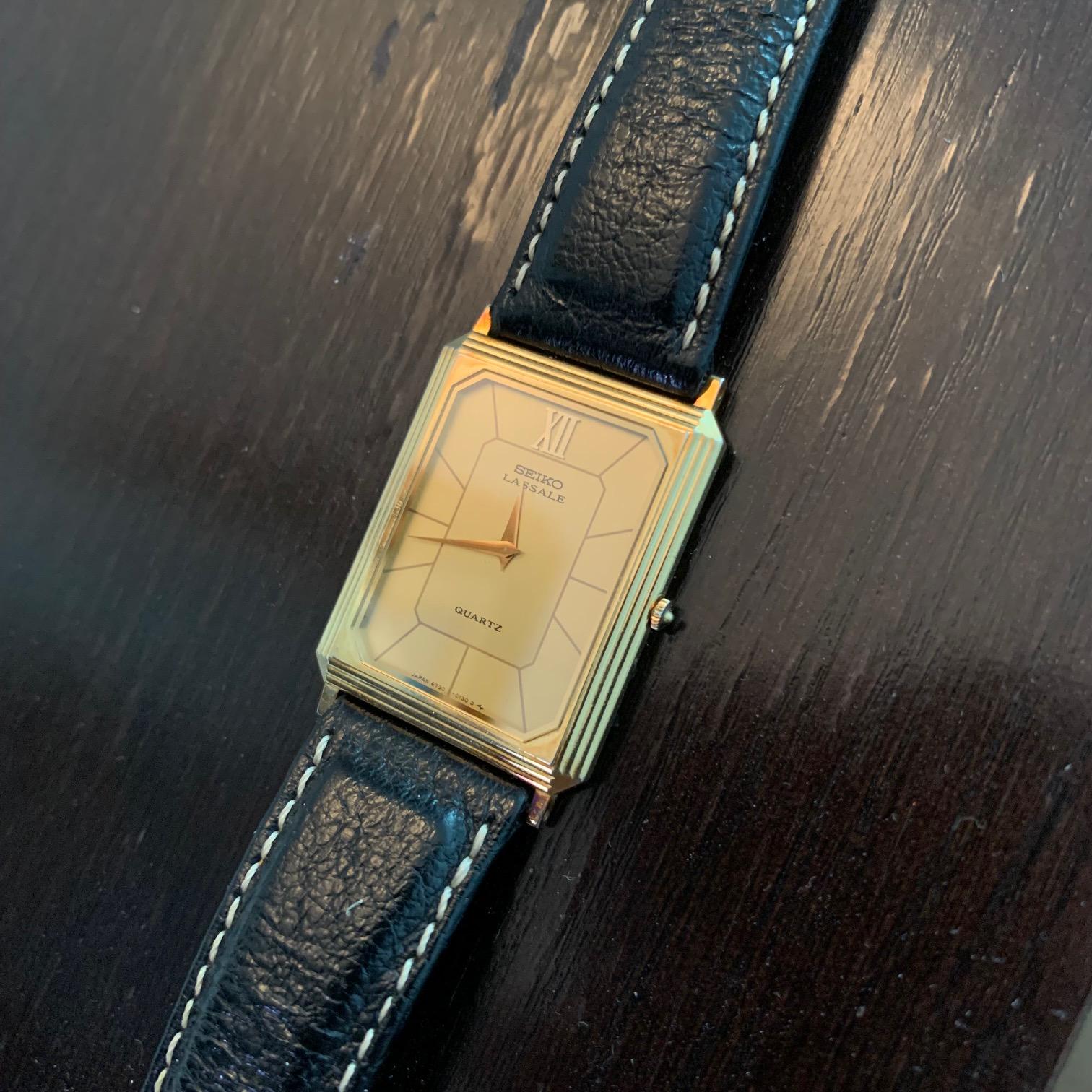 Men's Ultra Thin Seiko Lassale Gold Tone Tank Watch - Etsy