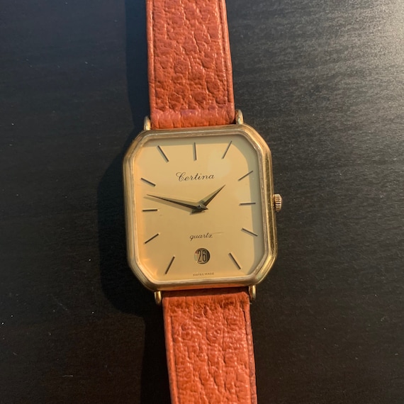 Men's Certina 90s GP 7 Jewel Quartz Thin Tank Watch - Etsy
