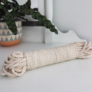 Macrame Rope 3mm 1/8" Inch | 100% Cotton 3-Strand Twisted Cord Natural Ecru | 100' Feet Macrame Supplies Toronto Canada Urban Jungle Design