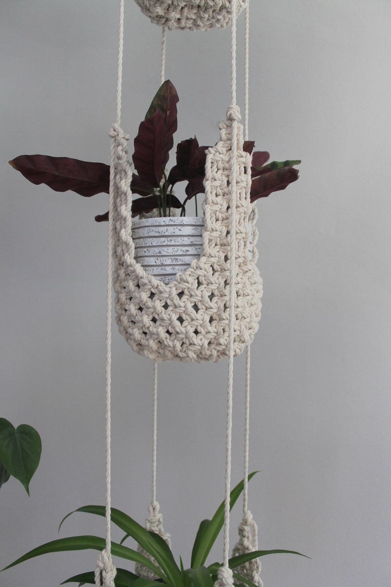 Macrame Pattern Hanging Baskets Plant Hanger Gypsy DIY Learn Etsy