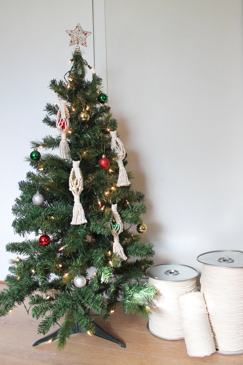 Macrame Christmas Ornament Mini Plant Hanger Pot Holder Tiny Etsy