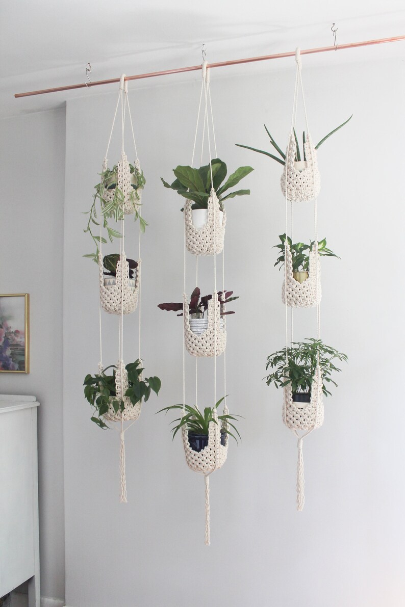 Macrame Pattern Hanging Baskets Plant Hanger Gypsy DIY Learn Etsy