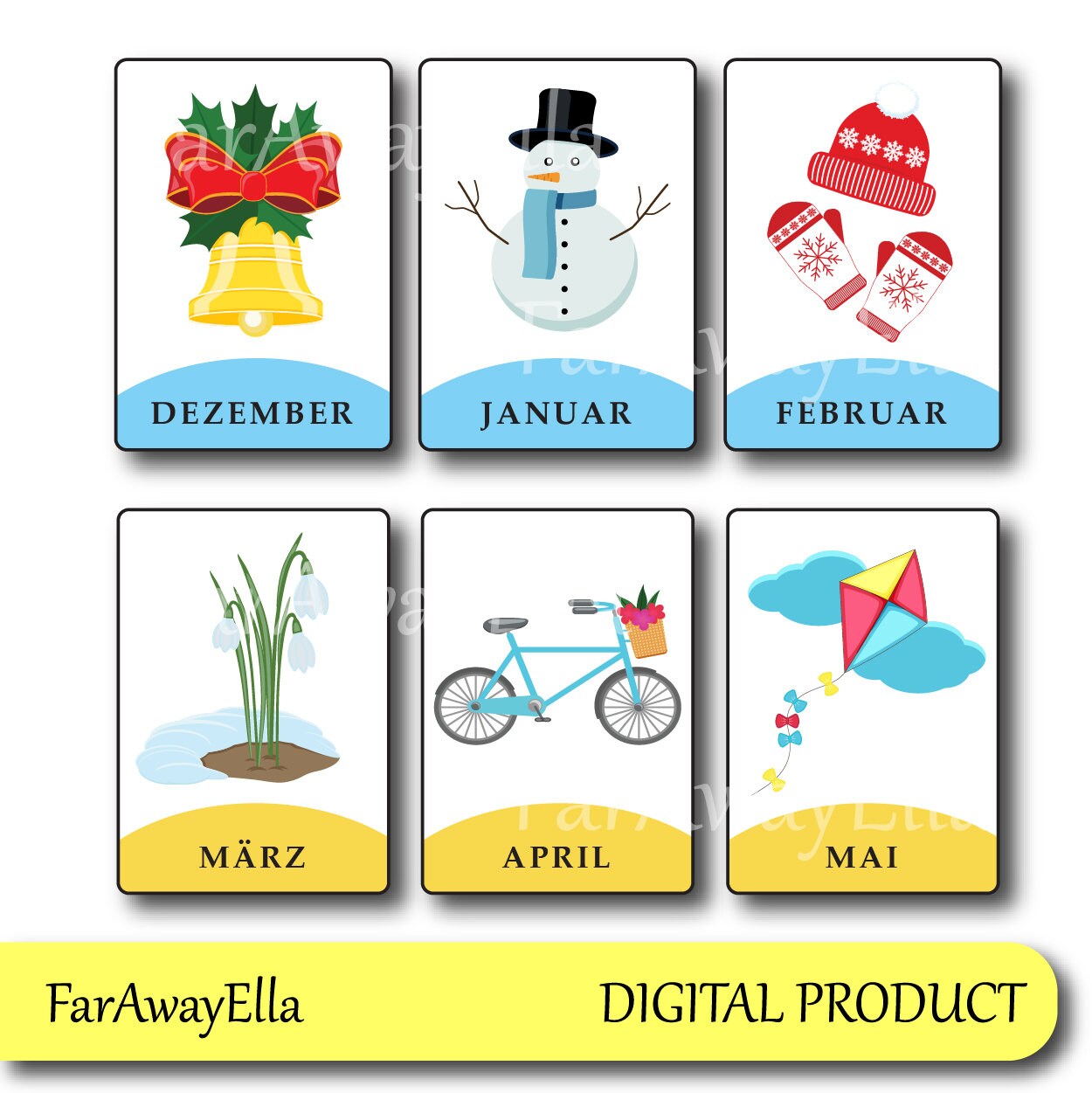 GERMAN Printable Months of the Year Flashcards GERMAN Etsy Australia