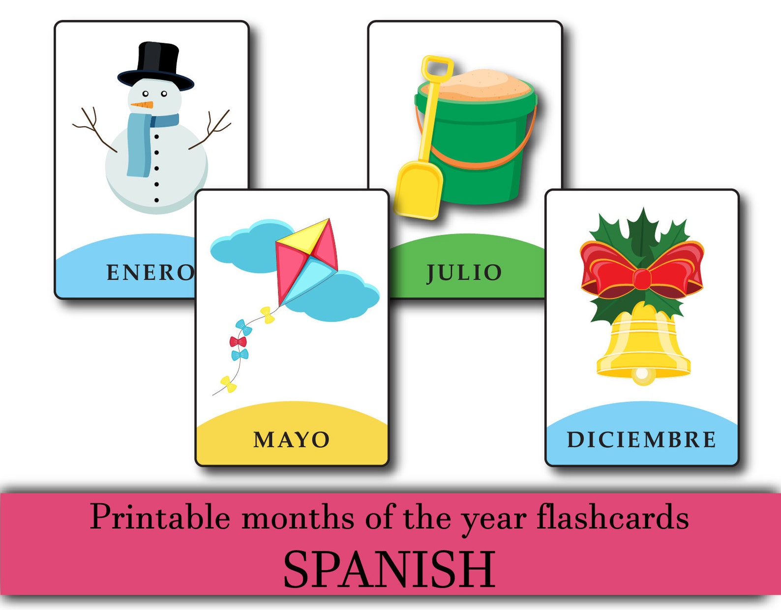 Spanish Printable Months Of The Year Flashcards Spanish Etsy