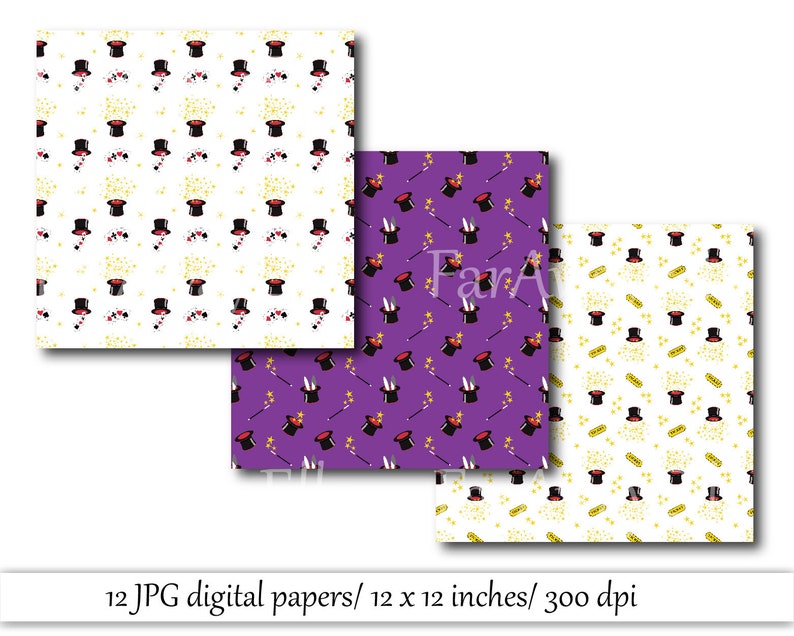 Magic Digital Paper Magic Show Background Printable Magician | Etsy